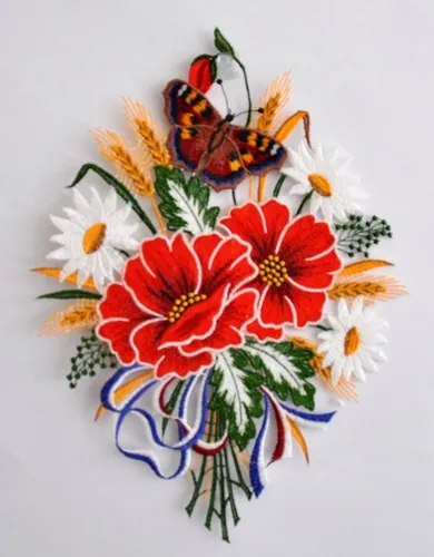 Stickereien Plauen Fensterbild Herbstblumenstrauß - Fensterbilder aus echter Plauener Spitze, pflegeleicht aus 100 % Polyester. Mit Saughaken einfach zu befestigen – ein echter Blickfang für Ihr Zuhause!