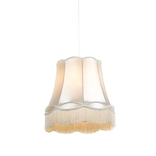 Qazqa Retro Pendelleuchte Creme 45 cm - Hängeleuchte im Retro-Stil, ideal für Wohnzimmer und Schlafzimmer. Dimmbare E27 Fassung, perfekt für stimmungsvolle Beleuchtung.