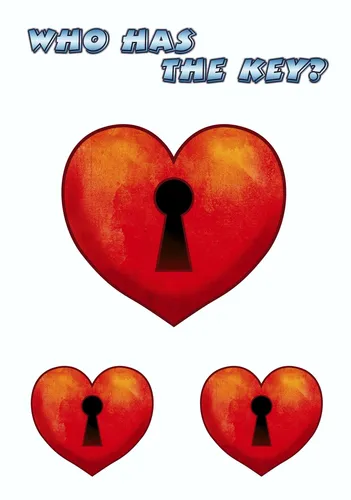 Aufkleber Herz Who has the key? 3er-Set 150 x 105 mm  Sticker Autocollant