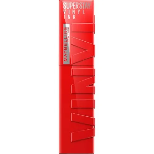 Maybelline New York Super Stay Vinyl Ink Flüssiger Lippenstift für 16H Halt & Glanz, Wischfeste & hochpigmentierte Farbe, Vinyl-Finish ohne Abfärben, Nuance: 25 Red-Hot, 4,2ml