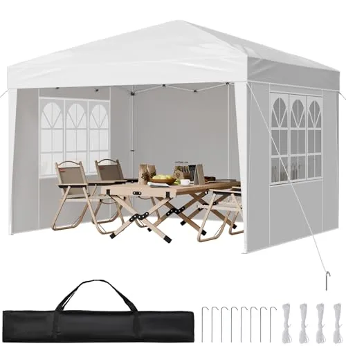 VEVOR Faltpavillon 2,95x2,95m - Pavillon mit UV-Schutz UPF 50+, ideal für Partys und Gartenfeiern, inklusive 2 gemusterte Fenster für optimale Belüftung.