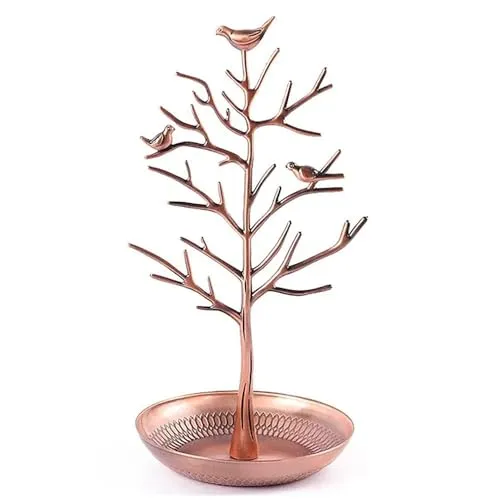 TRIXES Schmuckbaumständer aus Antik-Bronze – Vintage-Vögel – Hängen Sie Ihren Schmuck auf – Hängender Organizer-Rack-Turm – Präsentationsständer