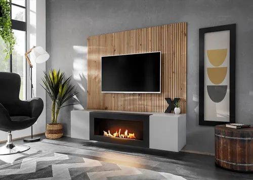 ASM-Moebel Wohnwand XARI II PGAS-K mit Bio-Ethanol Kamin von ASM Möbel