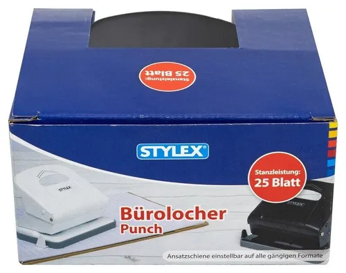 Stylex Locher, Bürolocher mit Ansatzschiene für max. 25 Blatt