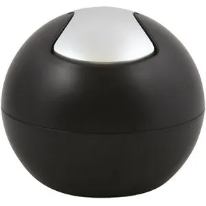 Spirella Mülleimer Bowl, 10.20371, schwarz matt, Tischabfalleimer aus Kunststoff, 1 Liter