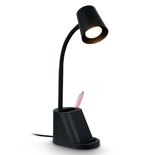 Briloner Leuchten Tischleuchte - Elegante Leselampe für Home Office - Tischleuchte in Schwarz, designed in Germany, mit warmweißem Licht (2700K) für gemütliche Atmosphäre. Ideal für Büro und Kinderzimmer, ohne Leuchtmittel.
