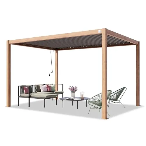 PRIMEYARD Pergola 3x4 m mit Lamellendach - Pavillon mit hochwertigem Aluminium und Stahl, ganzjährig nutzbar dank integriertem Wasserablaufsystem und verstellbarem Lamellendach für optimalen Sonnenschutz.