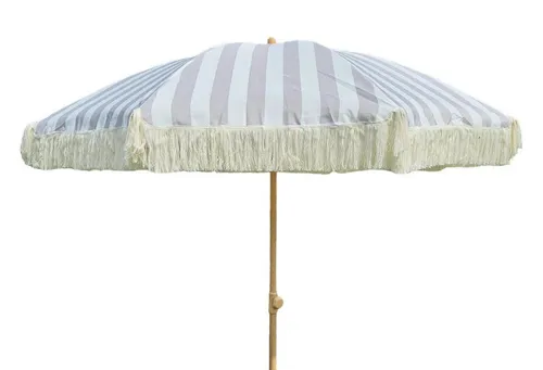 Meinposten Sonnenschirm Strandschirm mit Fransen und UV-Schutz Ø 180cm, abknickbar - Stylischer Sonnenschirm mit UV-Schutz 30+, ideal für Strand und Garten. Praktisches Knickgelenk und höhenverstellbar. Inklusive Tragetasche für einfachen Transport.
