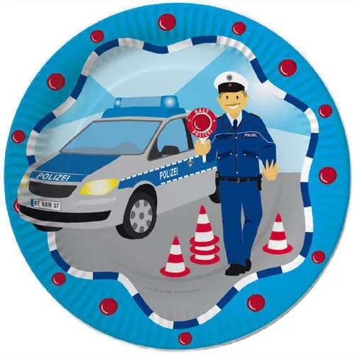 Teller Polizei, 8 Stk, Ø 23 cm