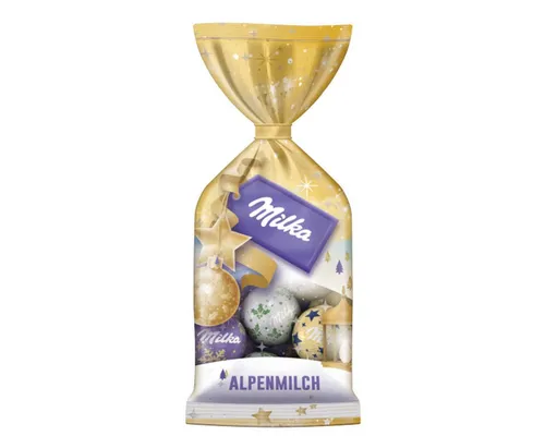 MILKA Schokolade, Milka Weihnachts Mini Kugeln Alpenmilch einzeln gewickelt 100g