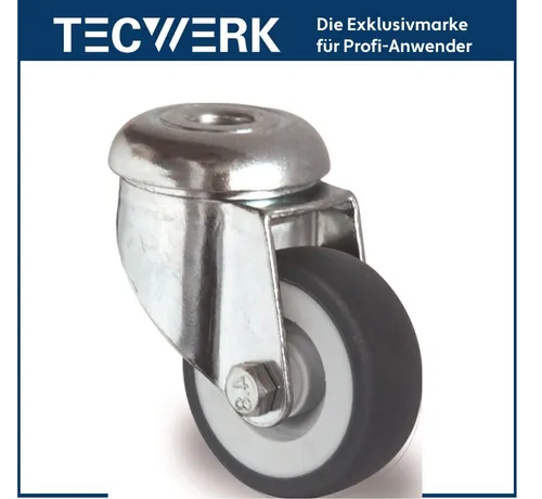 TECWERK Lenkrolle Gummi Ø 50 mm bis 50 kg Bauhöhe 70 mm Rückenloch 11 mm