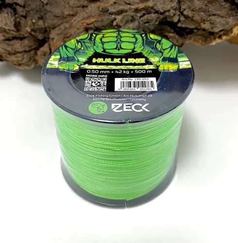 Zeck Wels Hulk Line 0,50mm 500m - 8-fach geflochtene Schnur für Waller - Angelschnüre: Hohe Tragkraft von 42kg, perfekt für das Welsangeln und extrem langlebig dank 8-facher Flechtung.