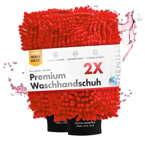 Chemicalworkz Chenille Wash Mitt Red (2er Set) Autowaschhandschuh Autowäsche