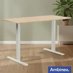 Ambiness FlexxPro höhenverstellbarer Schreibtisch 100x60 cm in Ahorn - Höhenverstellbarer Kinderschreibtisch für gesundes Arbeiten, mit stufenloser Höhenverstellung von 72 bis 119 cm und durchgehender Eco-friendly Holzplatte für maximalen Komfort.