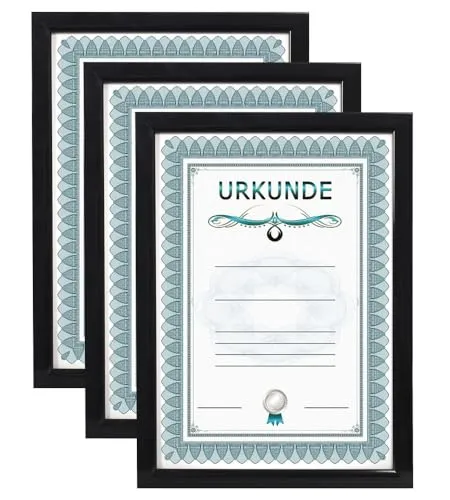 IDEAL TREND 2er 3er 5er 10er Pack Dokument Bilderrahmen 21x29,7 DIN A4 Urkunde Foto Rahmen: Farbe: 3er Pack Schwarz