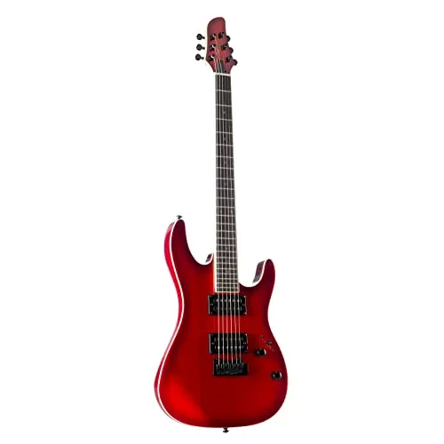 J&D 805 TRB E-Gitarre – Transparent Red Burst mit High Output Humbuckern - E-Gitarre mit beeindruckender Klangvielfalt durch zwei High Output Humbucker und einem Modern Vintage Tremolo für dynamische Sounds. Attraktives Transparent Red Burst Finish für einen edlen Look.