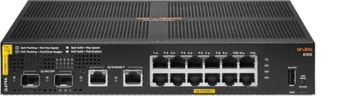 HPE Aruba 6100 Switch 12G CL4 2SFP+ 139W - Hochleistungsfähiger Netzwerk-Switch mit 12 Ports, ideal für effiziente Datenübertragung und PoE-Unterstützung