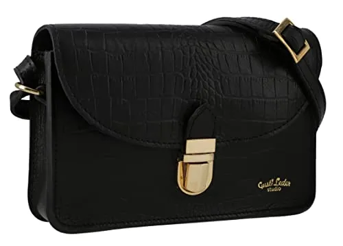 Produktbild Gusti Leder Umhängetasche Damen Sandy – Vintage Crossbody Handtasche, Abendtasche, Schultertasche, Alltagstasche, kompakt, mit Gold-Applikationen, braun