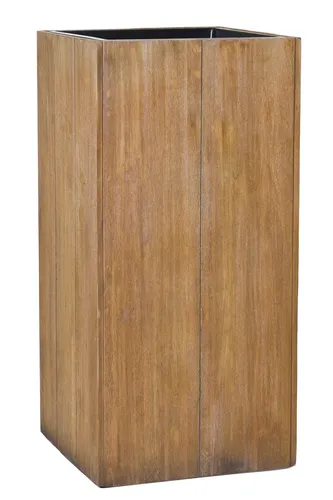 VIVANNO Pflanzkübel Blumenkübel Säule Holz Block Braun - 90x43x43 - Eleganter Pflanzkübel aus Akazienholz, ideal für rustikale Innen- und geschützte Außenbereiche. Mit kunststoffeinsatz für einfache Bepflanzung und stilvollen Auftritt.