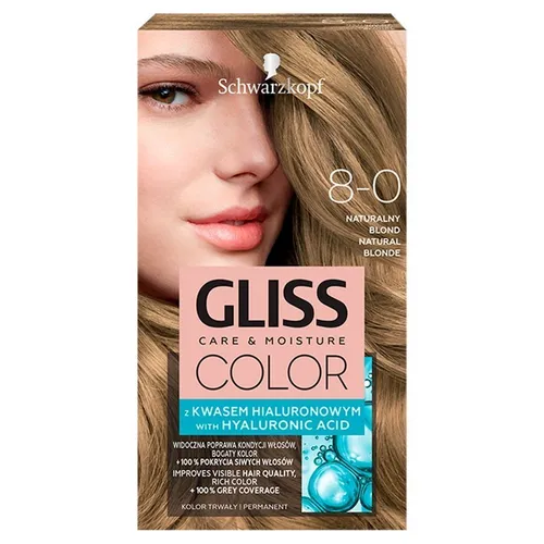 Schwarzkopf Gliss Color Haarfarbe Blond 8-0, Hyaluronsäure, 1 Set
