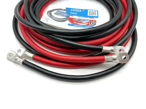 eXODA 50 mm² M8 M8 Batteriekabel, Rot und Schwarz, 500 cm