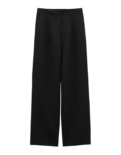 someday Bundfaltenhose Celino detail black 38 - Stoffhosen aus 71% Viskose und 29% Leinen, Größe 38, in elegantem Schwarz für einen zeitlosen Look.