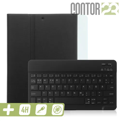Schutzhülle + Bluetooth Tastatur, matte Folie SCHWARZ Apple iPad 2017/2018 [5/6]