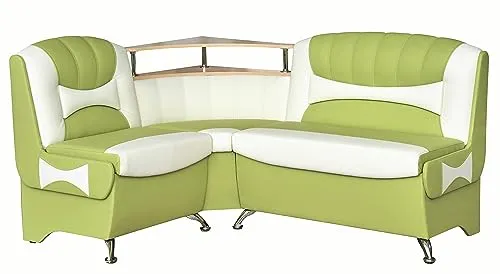 Rodnik Eckbank Samba, gepolstert mit Stauraum, grün-weiß - Eckbank mit zwei Truhen für praktischen Stauraum, gepolstert für hohen Sitzkomfort – ideal für Esszimmer oder Küche.