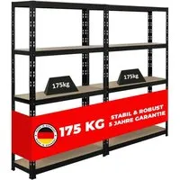 PROREGAL® Schwerlastregal APOLLO 2 Stück 150x90x30cm - Schwerlastregale im 2er Set mit 175 kg Fachlast, ideal für platzsparende Lagerung in kleinen Räumen. Einfache Steckmontage und verstellbare Fachböden für flexible Nutzung.