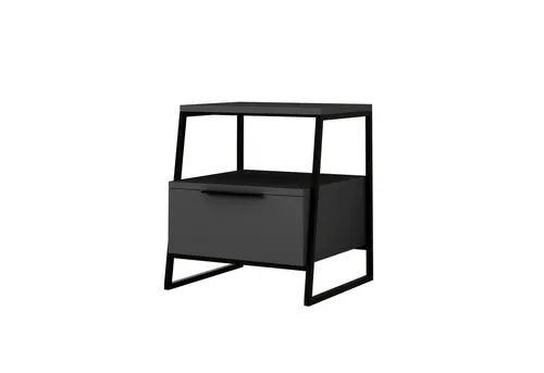 Scandinavia Concept Nachttisch in Anthrazit - Stilvoller Beistelltisch - Moderner Nachttisch aus mitteldichter Holzfaserplatte mit melaminbeschichteter Oberfläche. Ideal für Schlafzimmer, mit 1 Schublade und 1 Ablagefläche für zusätzlichen Stauraum.
