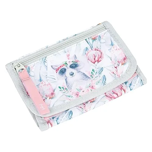 Baagl Brustbeutel Kinder - Geldbörse für Mädchen, Jungen - Geldbeutel, Mini Portemonnaie, Kleingeld Münzbörse (Waschbär)