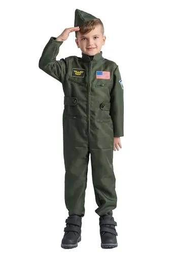 Dress Up America Kampfpilotenkostüm für Kinder – Air Force Kampfpiloten-Overall – Top Gun-Anzug für Jungen
