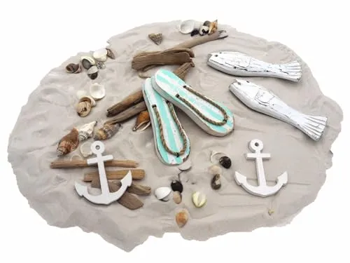 ZauberDeko Tischdeko Maritim Streudeko Mix Sand Muscheln Anker Fische Weiß Zehentrenner Türkis 650g