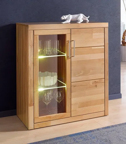 Home affaire Vitrine Logo 100cm hoch - Vitrinenschrank aus Massivholz mit 6 Fächern, eleganter Rahmen-Optik und Platz für Dekoration. Ideal zur Präsentation von Sammlerstücken!