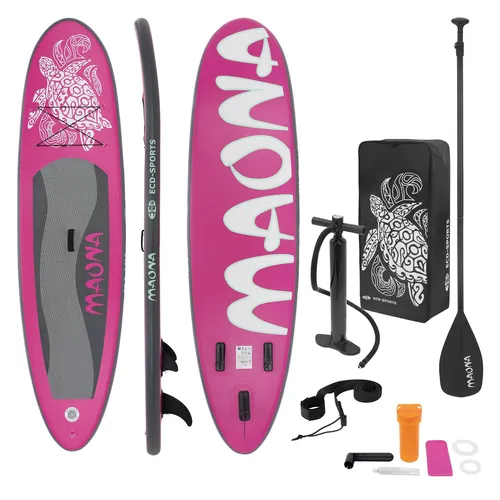 ECD Germany SUP-Board Rosa - Komplett Set mit Anti-Rutsch Belag - SUP-Board aus PVC, doppelwandiges Design, inkl. Rucksack, Luftpumpe und Reparaturset. Ideal für Anfänger und Fortgeschrittene, max. Benutzergewicht 120 kg.