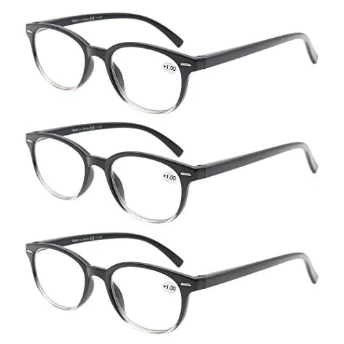 MODFANS Lesebrille Damen 1.0 Rund,Gute Brillen,Hochwertig,Mode,Komfortabel,Super Lesehilfe (3 Schwarz)