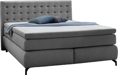 Boxspringbett 180x200 grau JESSICA MIX mit 7-Zonen Tonnentaschenfederkern - Kategorie: Betten, bietet optimalen Schlafkomfort durch 7-Zonen Tonnentaschenfederkern und einen bequemen Kaltschaum-Topper.