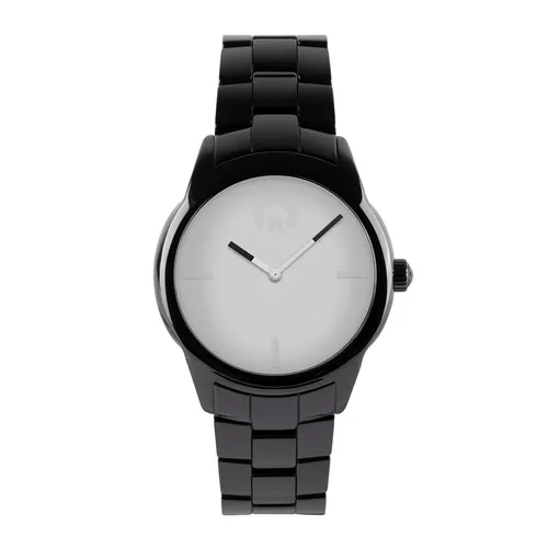 KRAFTWORXS Quarzuhr FMG 1GB - Hochwertige Armbanduhr mit schwarzem Keramikgehäuse, wasserdicht bis 50 m und minimalistischen Design – ideal für Büro und Sport.