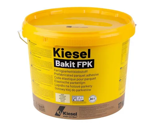 Kiesel Bakit FPK Parkettkleber 17 kg - Klebstoff für Fertigparkett, emissionsarm und lösemittelfrei. Ideal für Fußbodenheizung und verschiedene Untergründe, einfach in der Anwendung.