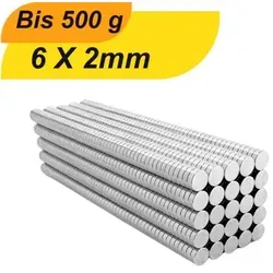 Neodym Magnet 6mm x 2mm - Supermagnete mit hoher Haftkraft - Kompakter Neodym Magnet 6x2mm mit starker Haltekraft. Ideal für handwerkliche Anwendungen und kreative Projekte. Langlebige Beschichtung sorgt für hohe Korrosionsbeständigkeit.