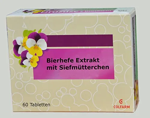 Stiefmütterchen mit Bierhefe Extrakt 500mg, Zink, Vit. E, 60 Tabletten, beheben Pickel, Akne, Hautunreinheiten, Ekzem von innen, auch für starke Haare, Nägel, Haut, kapseln, creme