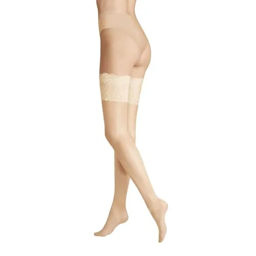 Hudson Damen Halterlose Strümpfe Glamour 20 Doppelsilikonstreifen 20 DEN Ivory 0789 M