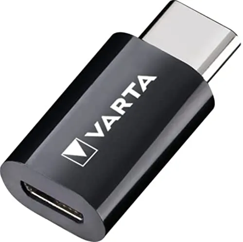 VARTA Micro USB Adapter auf USB C zum Laden und Synchronisieren für Laptops, Tablets, Smartphones, MP3 Player, Navigationssysteme, E-Reader, Bluetooth-Headsets