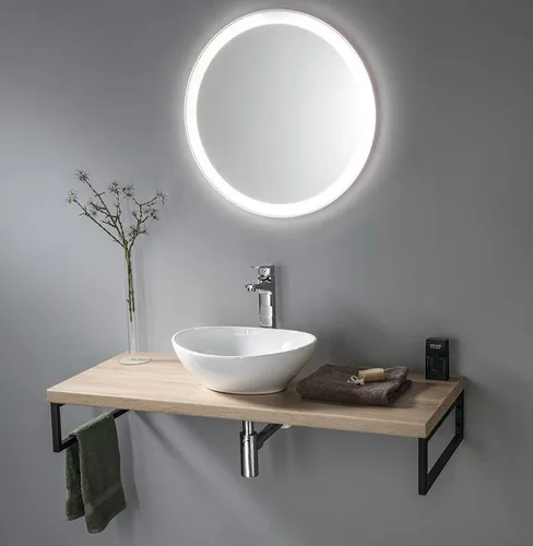 Aqualine VEGA Waschbeckenplatte 104x45cm in Eiche Platin - Hochwertige HPL-Tischplatte für Waschbecken, ideal für individuelle Badezimmergestaltungen. Mit geprüfter Qualität und feuchtigkeitsbeständig, passend für VEGA Unterschränke.