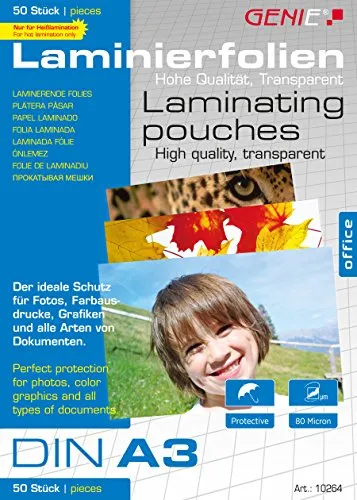 Genie Laminierfolien (DIN A3; 80 Micron) 50er Pack