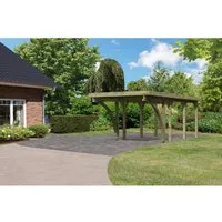 Karibu Einzelcarport Classic - Stabiler Carport aus Nadelholz mit witterungsbeständigem Stahl-Dach, ideal für optimalen Schutz Ihres Fahrzeugs und Schneelast von 125 kg/m².