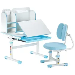 VEVOR Höhenverstellbarer Kinderschreibtisch mit Bücherregal in blau von Vevor