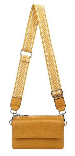 ITALYSHOP24 Geldbörse Damen Umhängetasche CrossBody Brieftasche Geldbörse Handytasche Reise (Tasche mit einem breitem Muster Stoffgurt/Umhängeband), Bodybag Cross Bag Schmucktasche Brieftasche Clutch Abendtasche