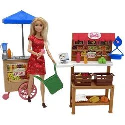 Xxxl Spielpuppe - Süßer Obstgarten - Puppen Spielzeugset mit beweglichen Gliedmaßen, inklusive Marktstand und 15 Accessoires für kreatives Rollenspiel beim Einkaufen.