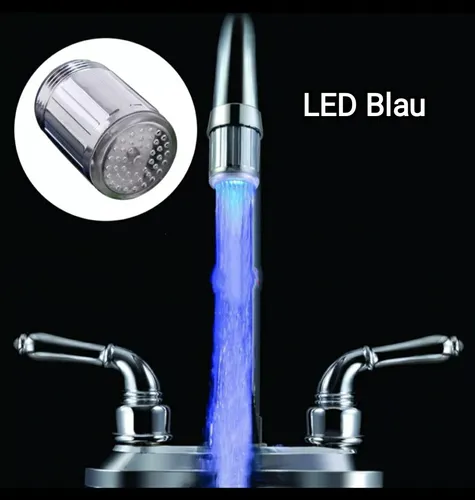LED Wasserhahn Aufsatz Küche Bad Gastronomie Hotel WC Blau Neu ohne Batterie